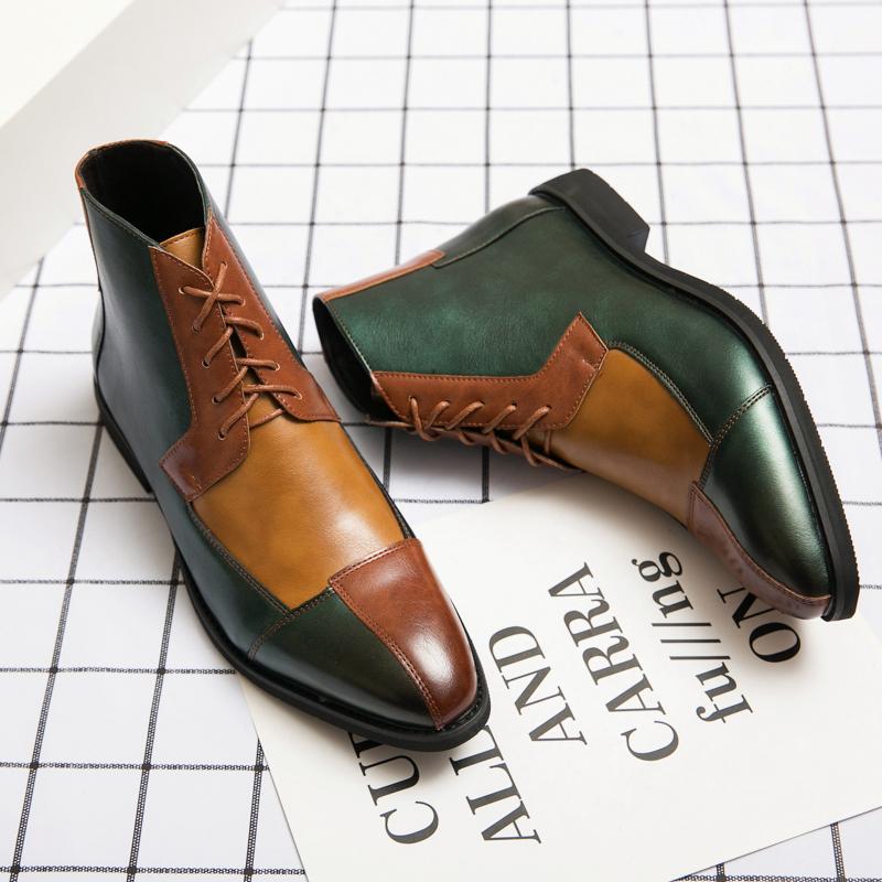 FashionMen's Boots Brand Business Oxfords Men Formal Ankle Boots Patent Leather Men's Dress Shoes Lace-UP Office Wedding Big Size 38-48