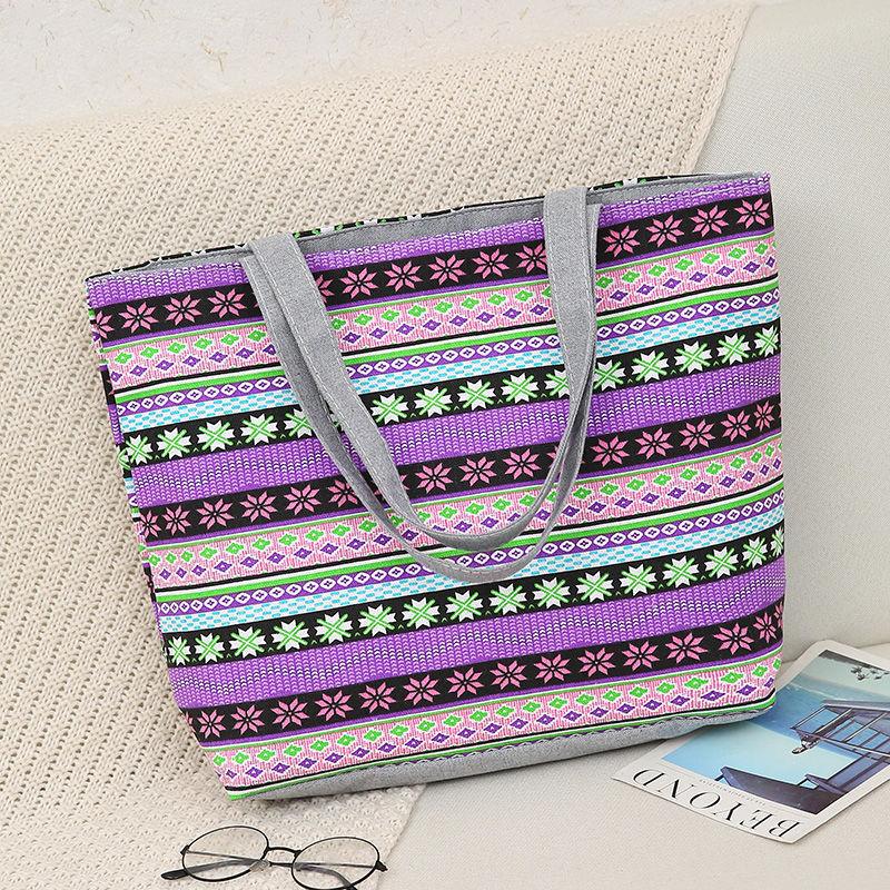 New Canvas Bag Large Capacity Shoulder Women's Bag Printed Handbag Tote Bag Literary Canvas Bag