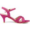 Allegra K Women's Cross Strap Kitten Heel Ankle Strap Sandals, Hot Pink, Size 23.5cm