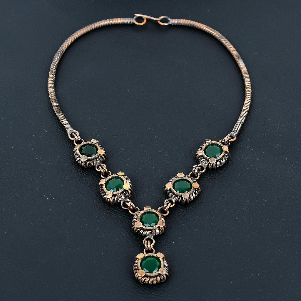 Emerald Necklace, 999 Copper Wire Wrapped Necklace Gemstone Jewelry, Handmade Necklace Amazing Jewelry, Gift For Her