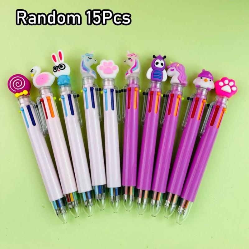 

2Pcs Kawaii Cartoon 6 Colors Ballpoint Pens Cute Unicorn Pony Pig Multicolor Pens Office School Stationery Supplies Random style2Pcs