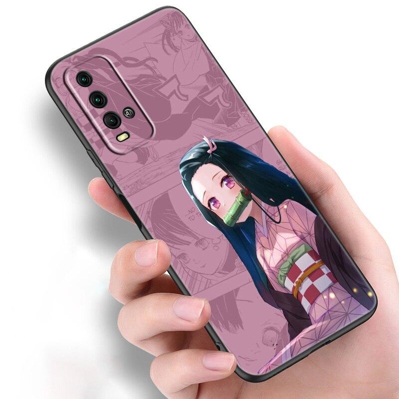 Anime Demon Slayer Nezuko Silicone Phone Case For Xiaomi Redmi Note 11 10 9 8 Pro 11T 10T 10S 9S 8T 9 9A 9C 9T Black Soft Cover