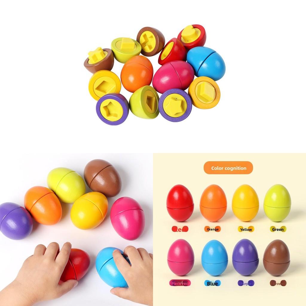 Educational Egg Wooden Shape Matching Toy For Brain Development Cognitive Skills