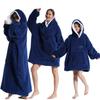Zimní teplý fleecový župan s kapucí pro ženy, jednobarevný, 75/90/140 cm, nadměrná fleecová deka, teplé fleecové mikiny, obří televizní deka, dámský župan s kapucí