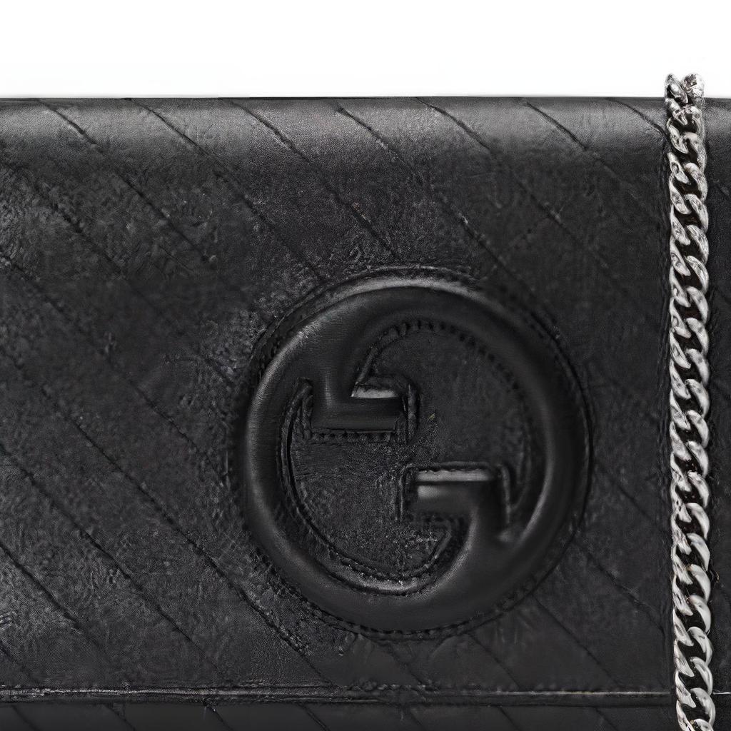 Gucci Blondie Round Interlocking G Snap Closure Leather Wallet Women Wallet Black 772213-AACP7-1000
