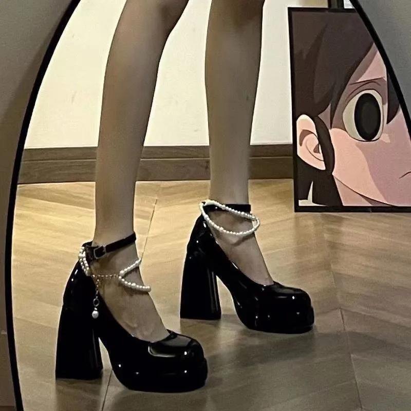 

Распродажа модной женской обуви. Высококачественные женские туфли-лодочки с пряжкой. Осенние туфли Мэри Джейн с квадратным носком. Однотонные туфли для вечеринок на плоском каблуке. 35