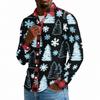 Men's Casual Long Sleeve Shirt with Christmas Print for Holiday Party and Fall