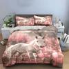 White Horse Floral Art Set For Decor Soft Comfortable Duvet Cover Bedding Set Included 1*Duvet Cover & 2*Pillowcases, Gift
