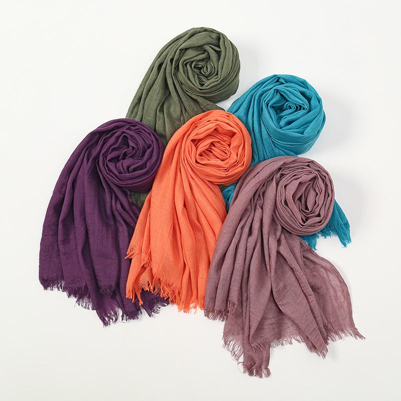 Large Size Cotton Feeling Scarf Women Plain Foulard Femme Luxury Hijab Long Bandana Evening Party Dress Shawls and Wraps