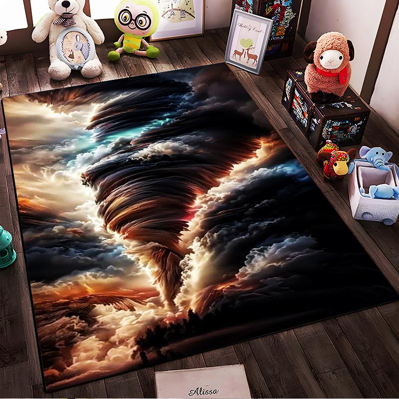 "Abstract Tornado Cloud Pattern Area Rug for Living Room Decor" Suitable for use as an anti-slip for living room bedroom sofas