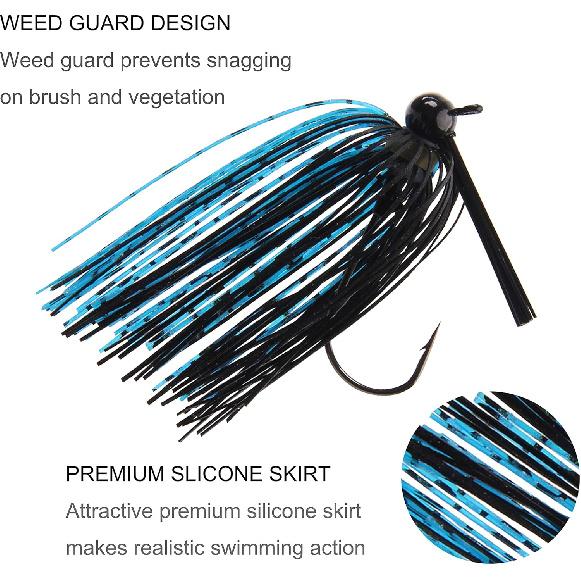Bass Fishing Lures Kit Include Weedless Football Swim Jigs Bass Jigs, Silicone Jig Skirts, Craw Soft Plastic Worms Grub Bait Tackle Kit Fishing Lures