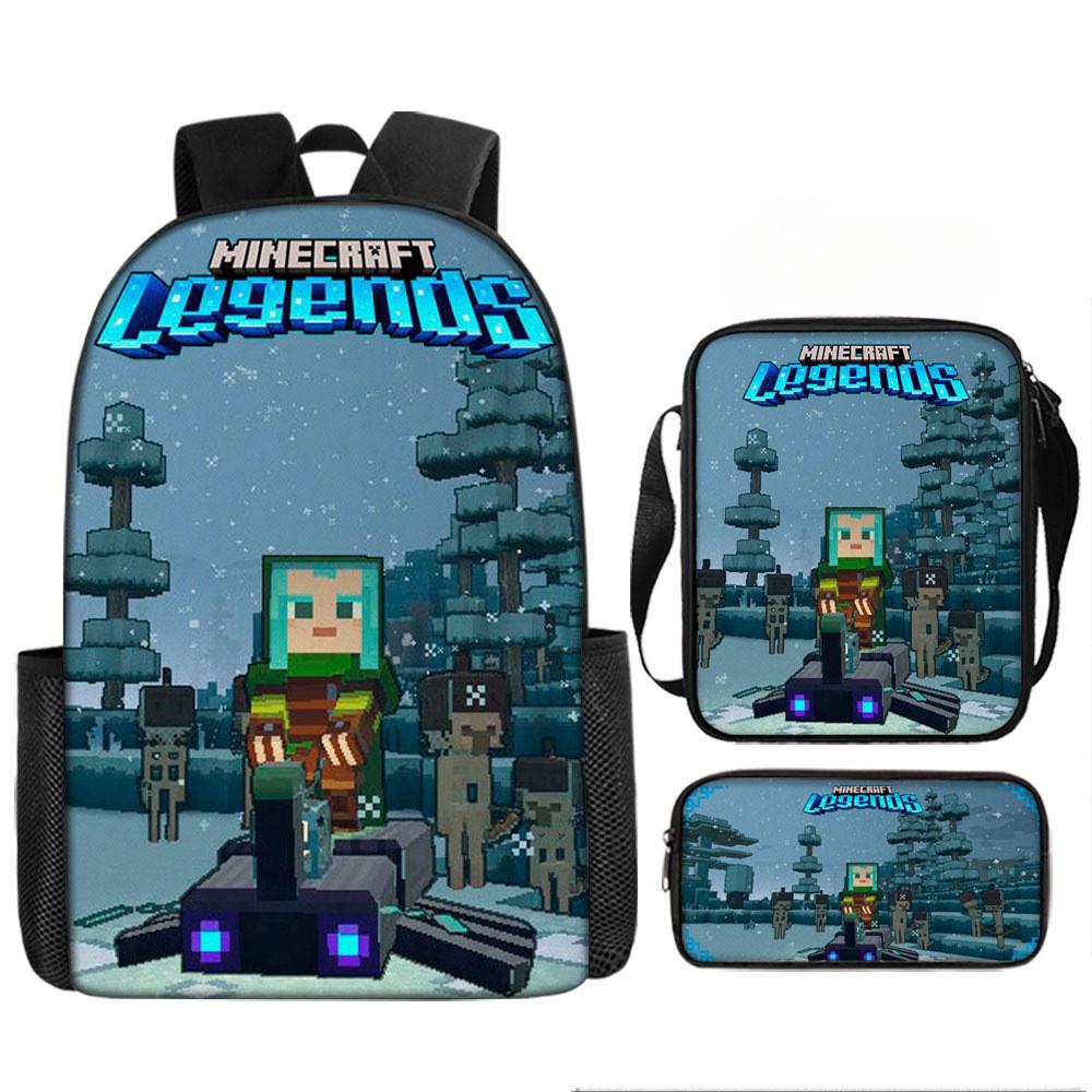 Minecraft Printed Cartoon Backpack Student Schoolbag Shoulder Bag Bag Pencil