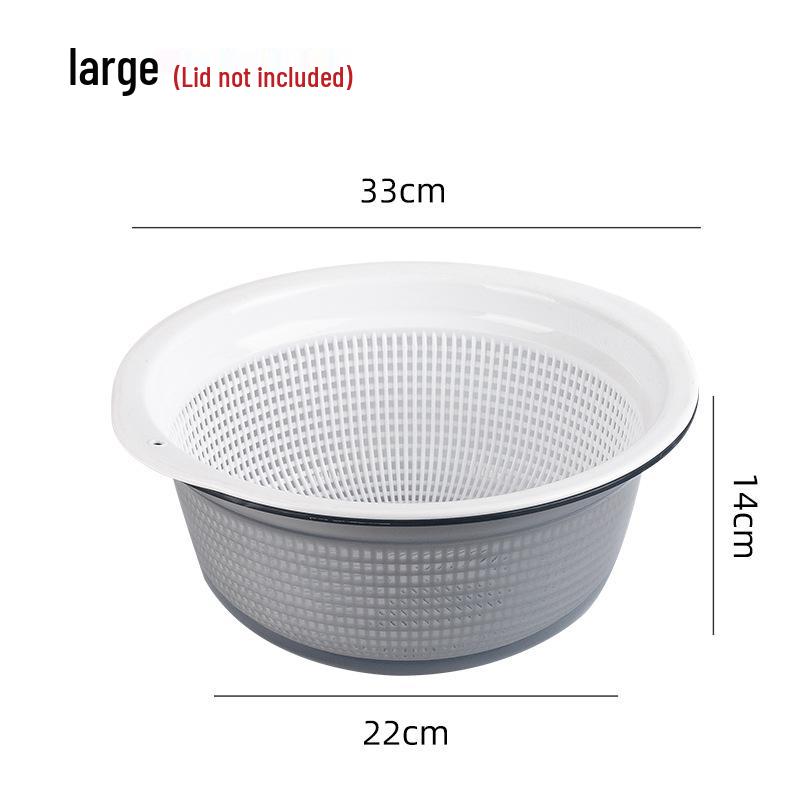 Large Kitchen Double-Layer Drain Basket with Lid for Fruit & Vegetable Washing and Storage