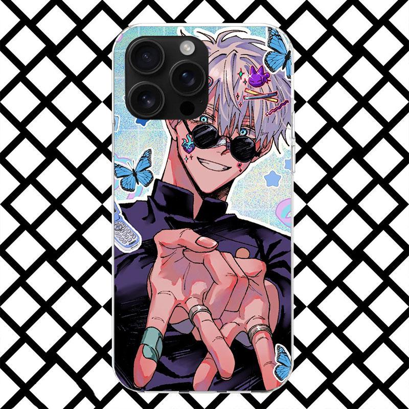 Kaisen J-Jujutsu Gojo Satoru Handyhülle für iPhone 17 Air 16 16E 15 14 Plus 13 Mini 12 11 Pro Max 7 8 + SE 2020 Weiche Hülle Funda