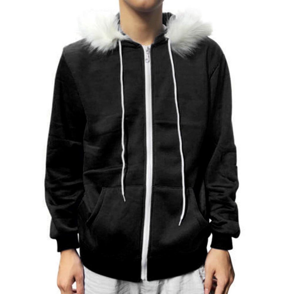 

Men Women Cosplay Blue Fleece Hooded Jacket Sweater Costume Warm Sport Coat чёрный