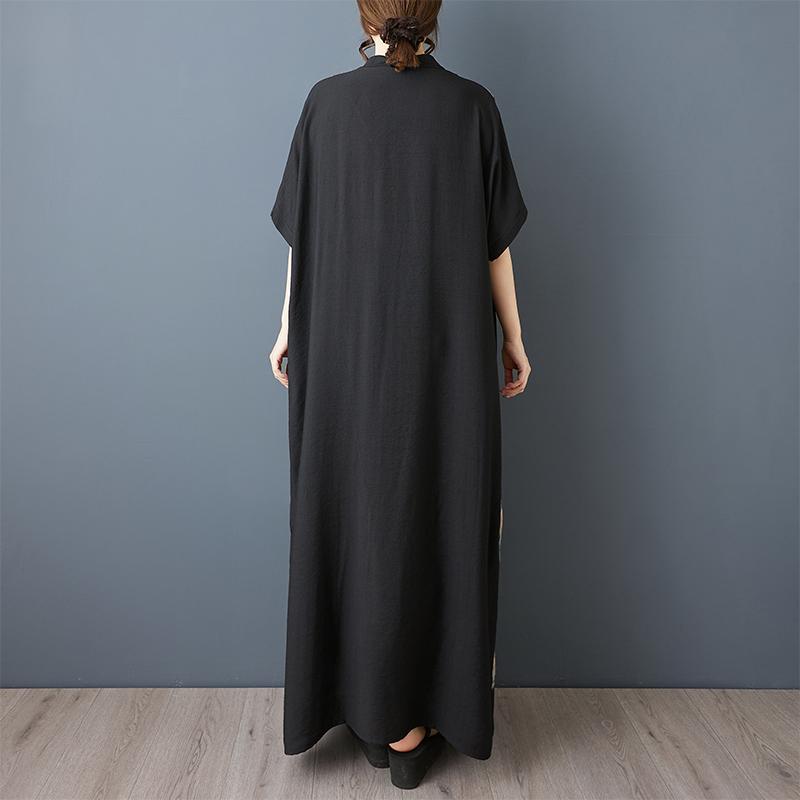 DIMANAF New Women 2025 Plus Size Summer Long Casual Dress Loose Linen Vintage Basic Maxi Dress 9859