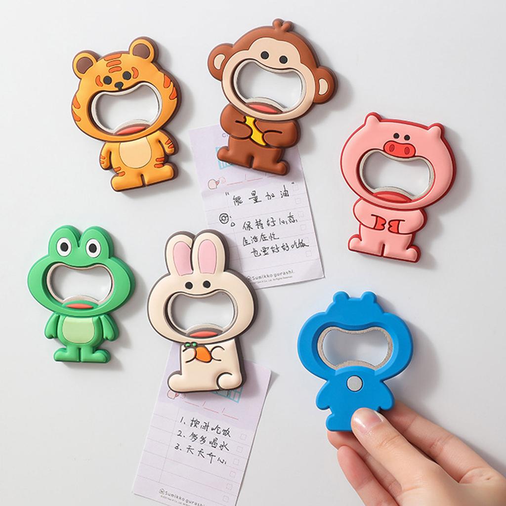 Creative Animal Bottle Opener Magnetic Refrigerator Decor Dual Purpose Kitchen Tool Safe PVC Material