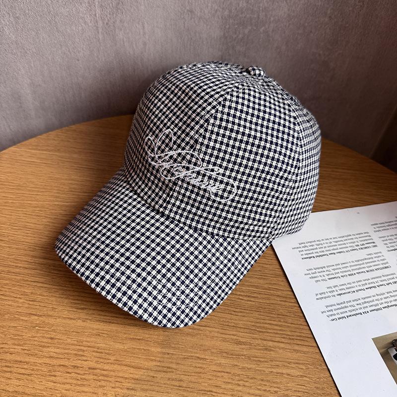JYL TS DIY Plaid Cap Unisex Parent-child Summer Letter Embroidery Casual Hat Cotton 1222Mao18126