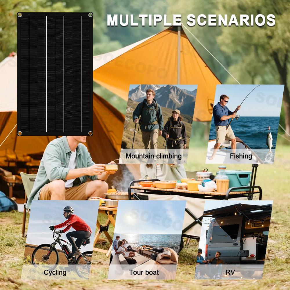 SOECOPO 1600W Portable Solar Panel Kit 18V Flexible solar Panels*2 for Camping Includes Free 100A Controller 2-meter cable