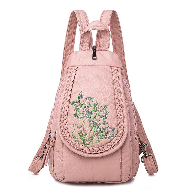 Bestickter Leder-Rucksack mit Blumenmuster: Brusttasche im nationalen Stil zum Einkaufen und Reisen