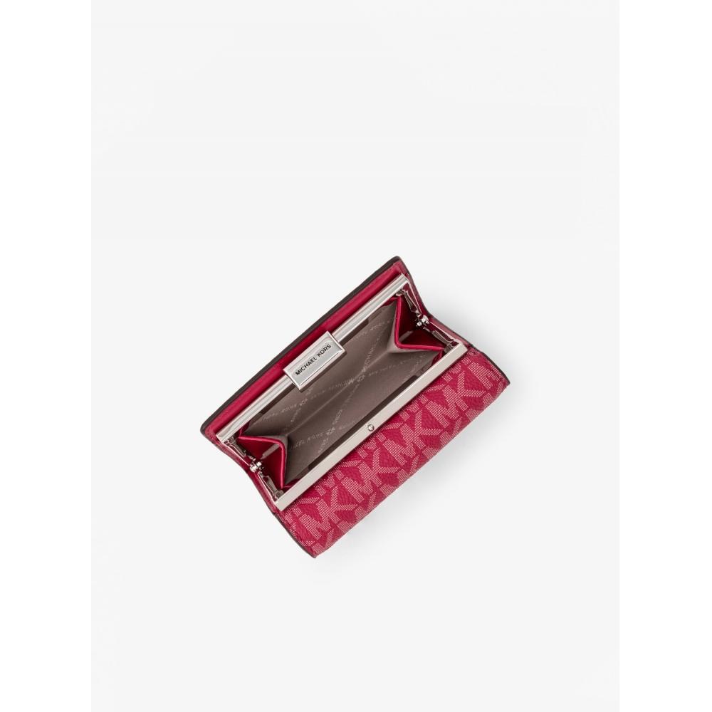 Michael Kors Jet Set Travel Compact Wallet Medium   Mk Signature 35s4stve2v2699 Dark Raspberry