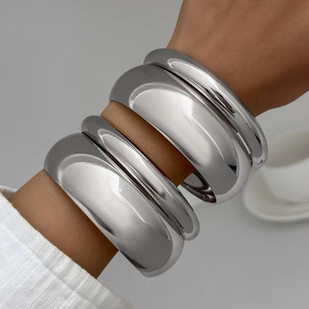 3/4/6/8Pcs Vintage Exaggerated Cuff Bracelet Multilayer Geometric Wide Bangles  Jewelry Accessories