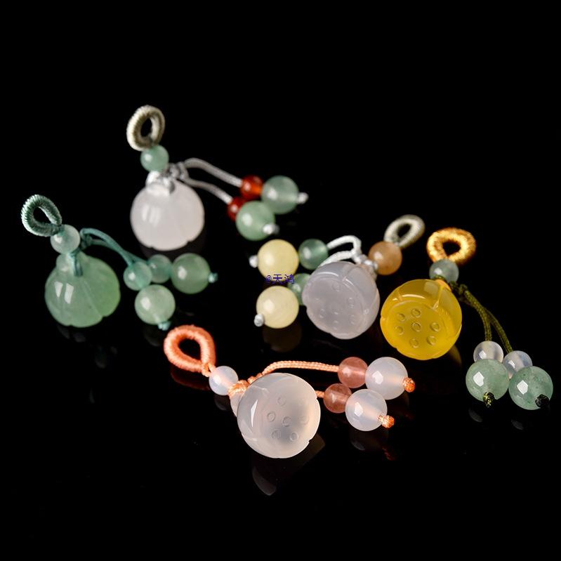 Hetian Jade Agate Lotus Seedpod Pendant Charm Bracelet Loose Beads