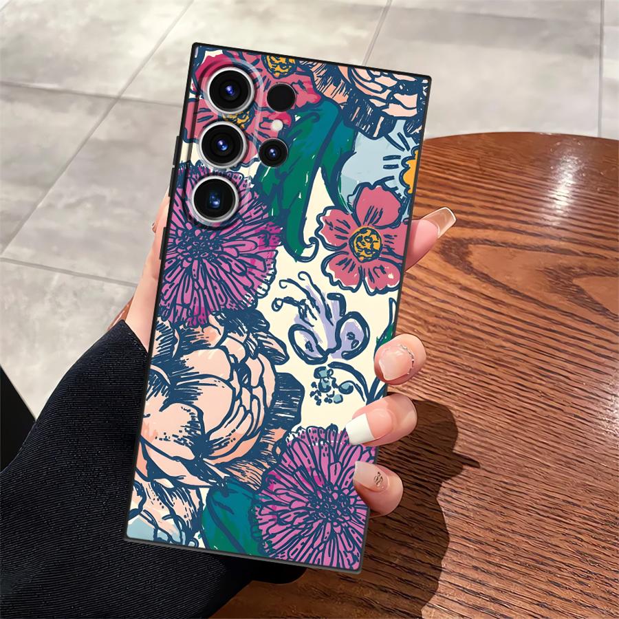 Cartoon Flower Case for Samsung Galaxy S26 Ultra Note 20 8 9 10 S10 S9 S24 S20 Ultra S25 Plus S23 S21 FE Funda Phone Cover