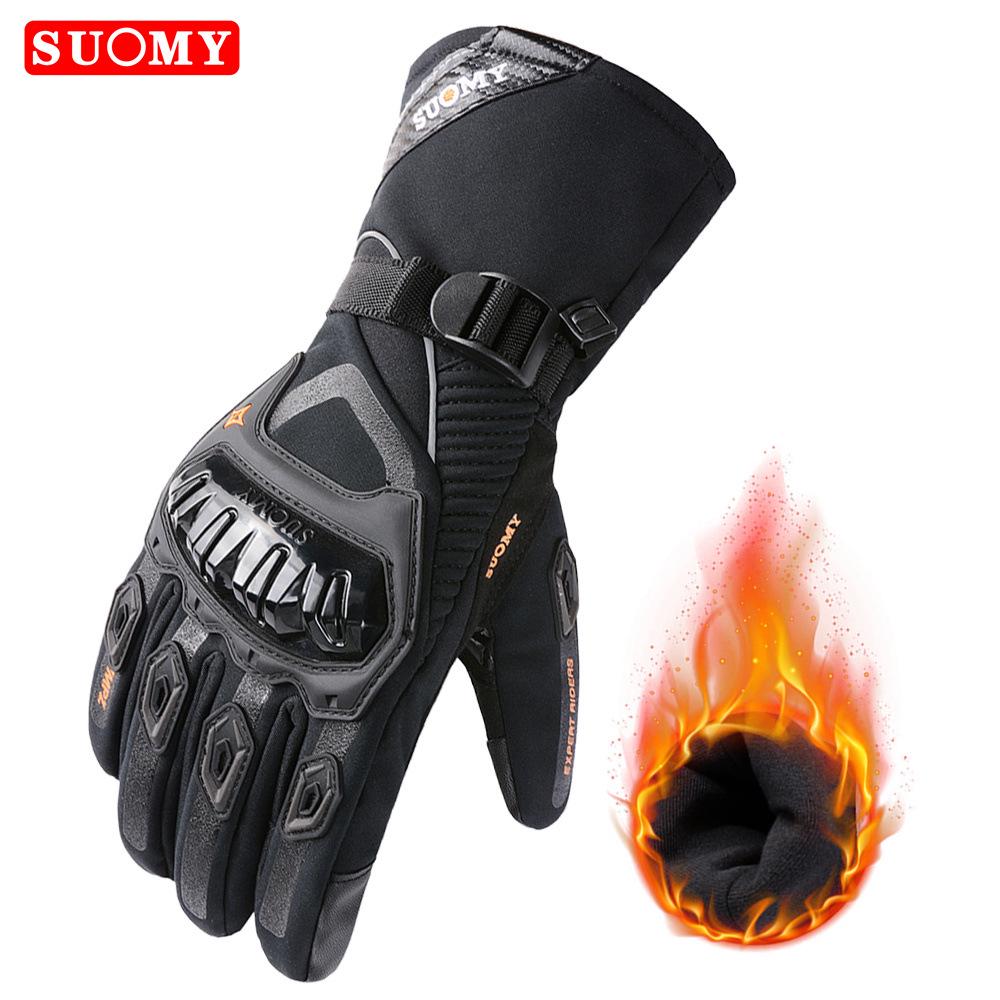 SUOMY Touchscreen Waterproof Winter Motorcycle Gloves - Warm, Windproof for Electric Scooter Riding S чёрный