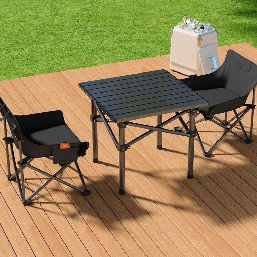 Portable Outdoor Folding Table and Chairs Set - Compact Egg Roll Design for Camping and Picnics