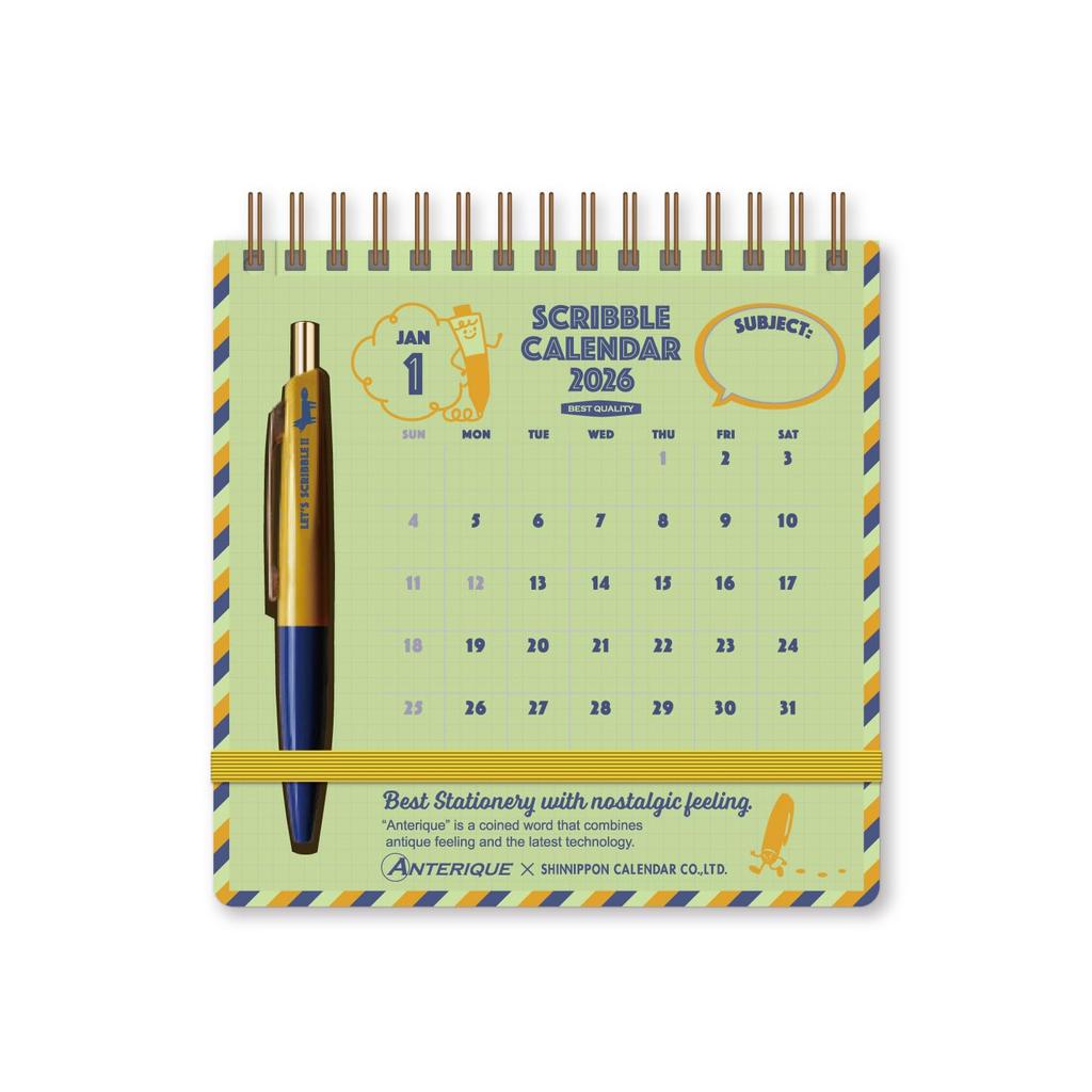 New Japan Calendar 2026 Desk Calendar Anterique Scribble Calendar NK4270
