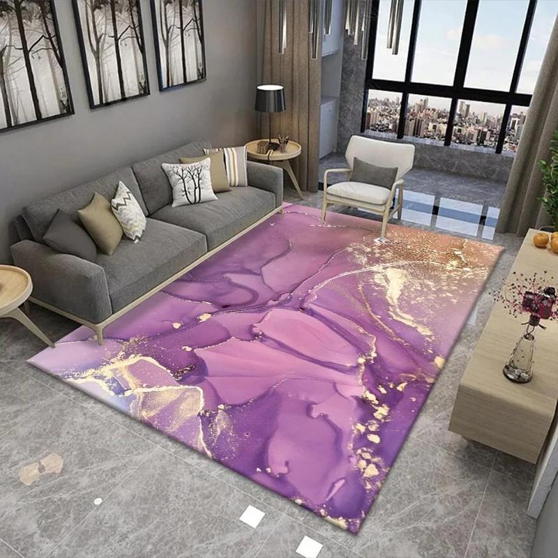 Nordic Light Luxury Marble Living Room Carpet Bedroom Art Abstract Bedside Carpets Kitchen Non-slip Balcony Study Rugs Porch Mat