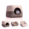 3-in-1 Katzenbett Bequem Faltbares Haustierzelt Baumwolle Katzenhaus Sofa