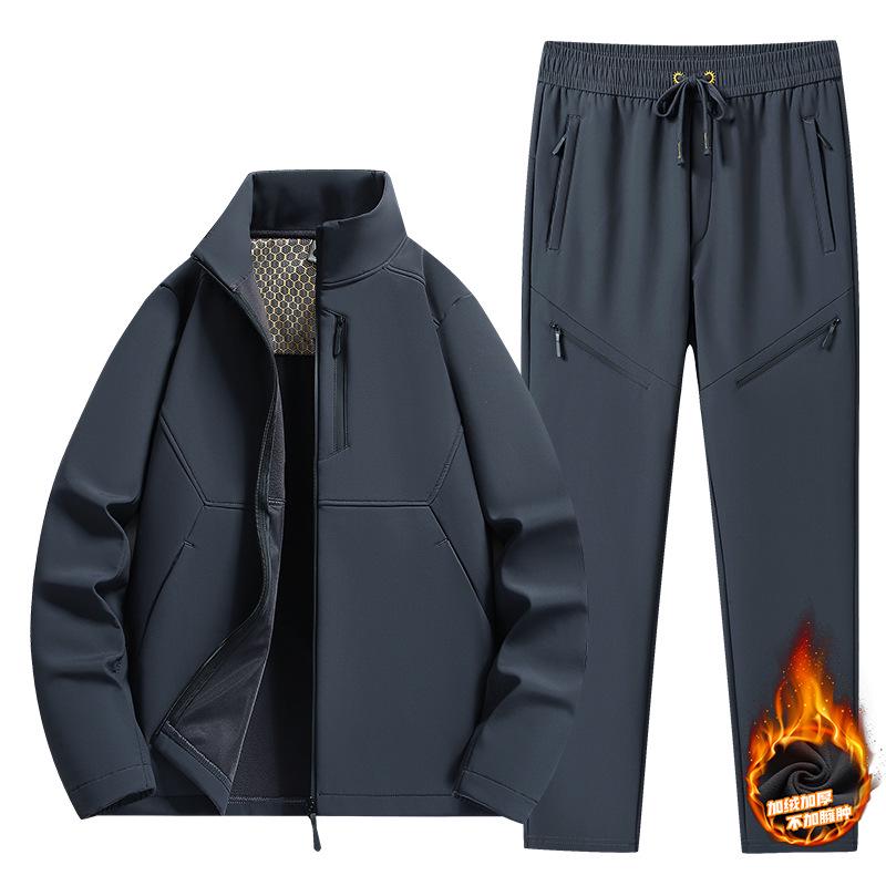 

Unisex Fleece-Lined Softshell Rain Suit: Warm Winter Two-Piece Set L