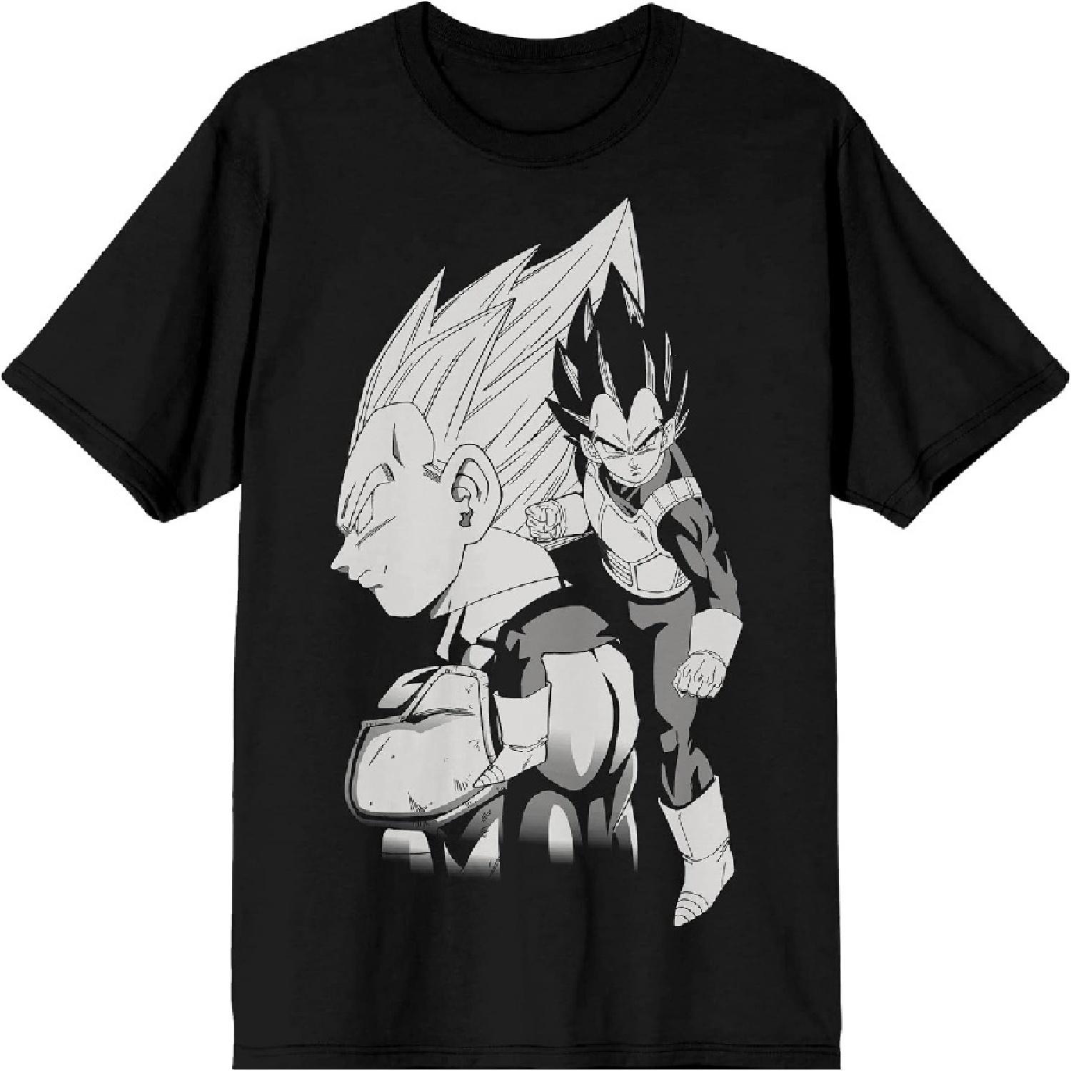 Dragon Ball Z Vegeta Black and White Character Art Men s Black T-Shirt, Black, Small S