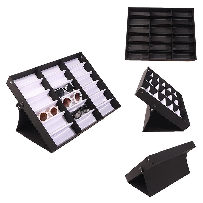 5/18 Grids Flip Eyeglass Display Box Showcase Sunglasses Case Storage Organizer For Women Men