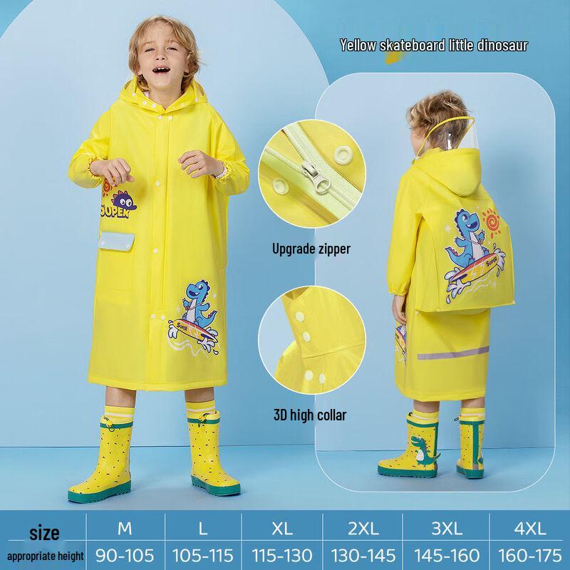 WZ Kids EVA Cartoon Raincoat with Backpack Slot L (105-115CM Height)
