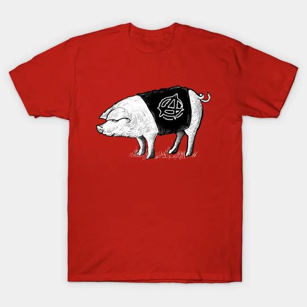 Pig Wearing Anarchy Vest Funny Punk Style TShirt 100 Cotton ONeck Short Sleeve Summer Casual Mens Tshirt Size S3XL S