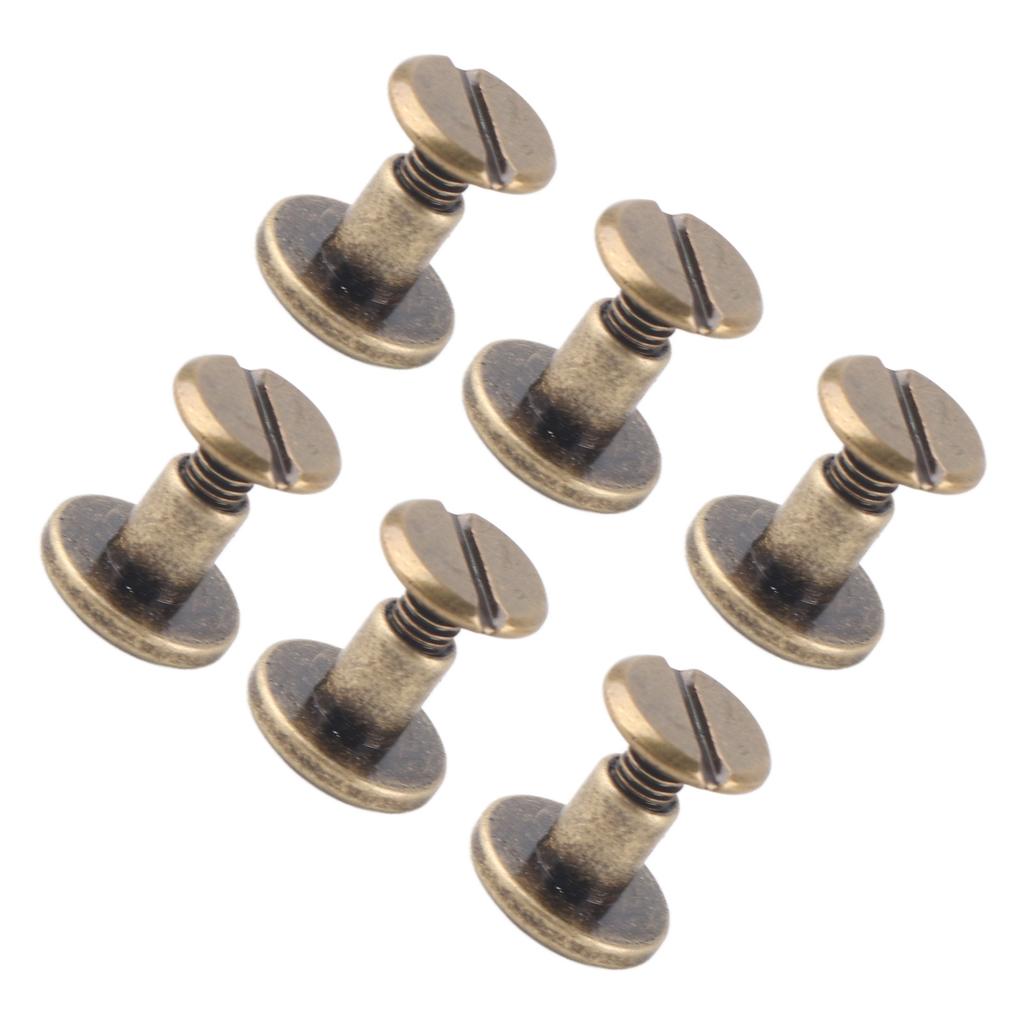 20pcs Flat Head Copper Brass Screws Nuts Nails Rivets Leather Cap Accessory (6.5mm)