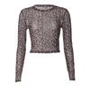 Leopard Polka Dot T-Shirt Transparent Y2k Crop Top Breathable Long Sleeve T-Shirt  Date Night