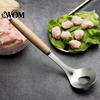 Kitchen Gadget for Cooking Meatball Spoon Maker Tool, Stainless Steel Non-stick Scoop, Easy To Clean Utensils Long Wooden Handle Shaping Home