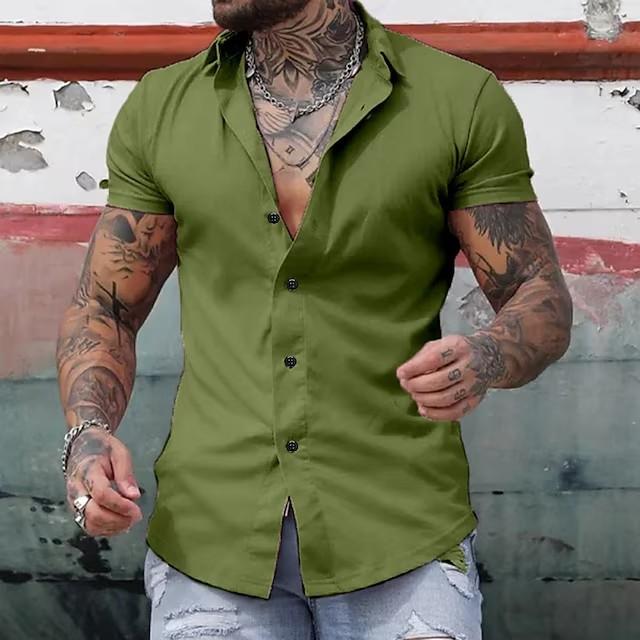 Solid-colored Fashion Trend Shirts Sports Casual Men’s Short Sleeve Shirts