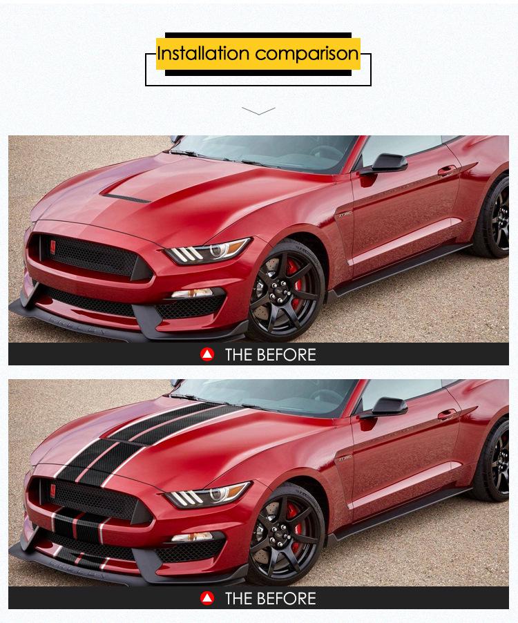 Autocolant decal pentru capotă cu dungi de curse Ford Mustang