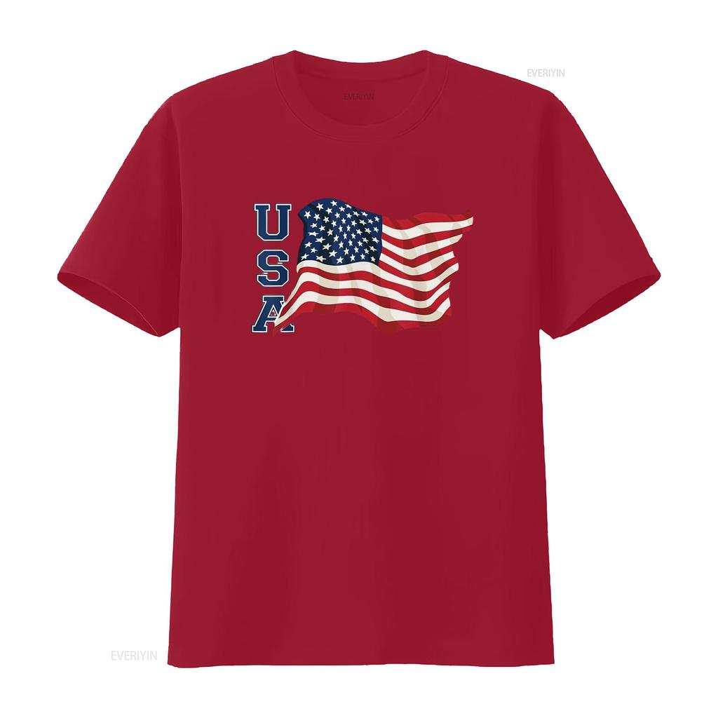 Mens Usa Patriotic Waving American Flag Design T Shirt White 4X Large vintage Washed Slightly fashion Breathable Comfortable