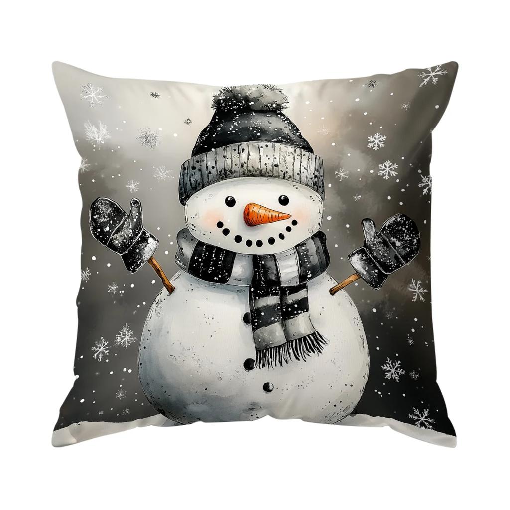 Short Plush Material Pillowcasemerry Christmas Decorative Pillowcase 18X18 Inch Pillow Covers Throw Pillows Cushion Cases For Ho