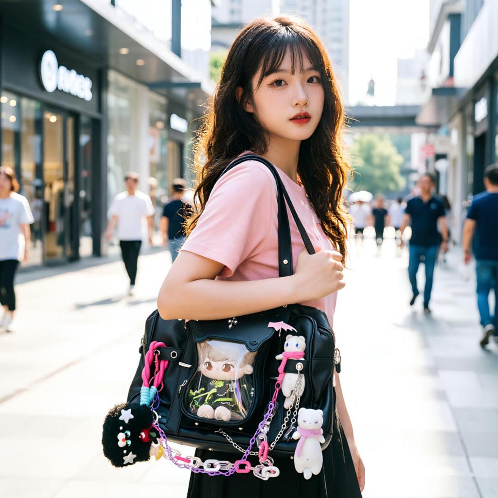 New Y2K Ita Shoulder Bag Cute Girls Transparent Bag Fashion Women's Large Capacity Casual Tote Bag DIY Display Handbag Backpacks
