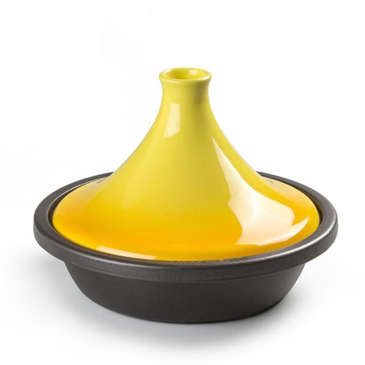 

Enameled Cast Iron and Ceramic Tajine Cooking Pot - Moroccan Tagine Pot Stovetop Tandoori Oven жовтий