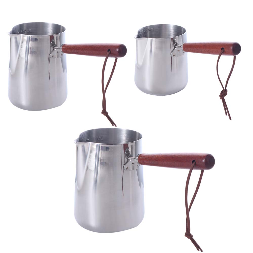 V Shaped Spout Turkish Coffee Pot Scaled Milk Saucepan Wax Melting Jug Butter Warmer Pot Tea