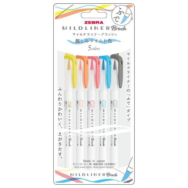 Zebra Fluorescent Pen Mild Liner Brush Friendly Mild Twin Type 5 Color Set WFT8N5CN