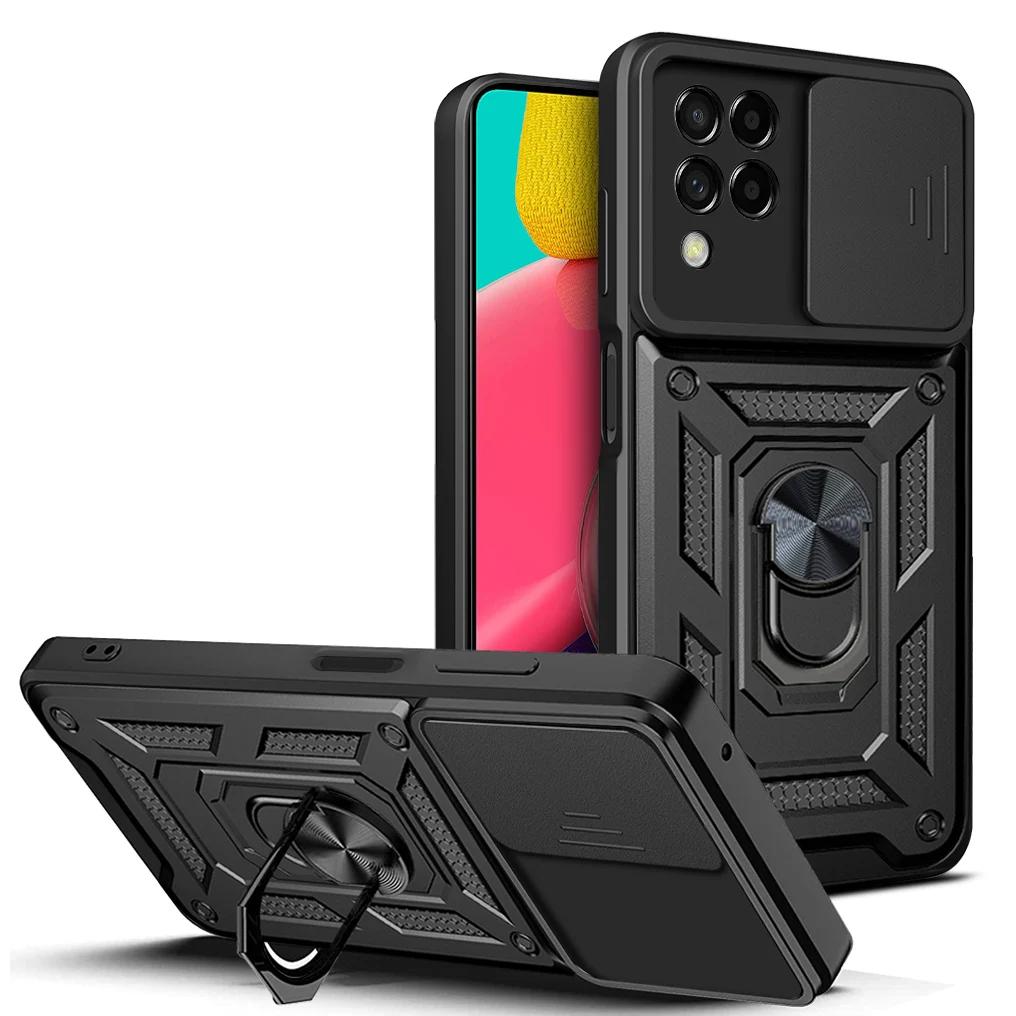 Carcasă Armură Rezistentă la Șocuri Pentru Samsung Galaxy M52 M32 M22 M51 M23 M33 M62 M12 F23 5G Fereastră Glisantă cu Buton Inel Magnetic Carcasă Cover